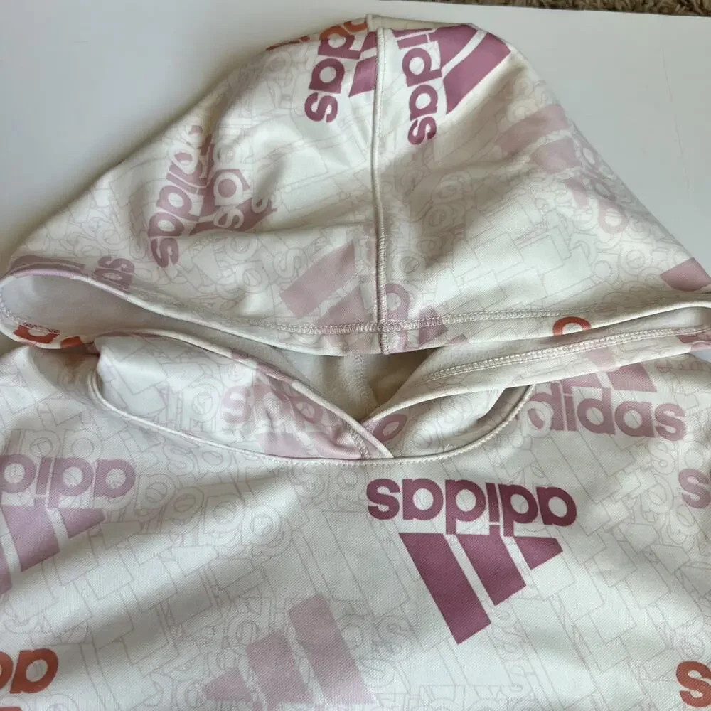 Adidas Girls Pink/Ivory Hoodie Sweatshirt - Picture 4 of 9